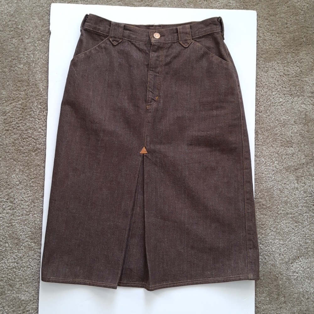 Ralph Lauren Brown Midi Denim Skirt